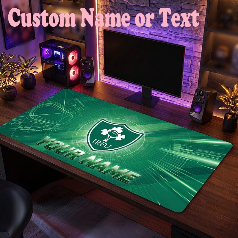 Ireland Rugby Customized Name Text Mouse Pad, Large Desk Mouse Mat Personalized Home Office Present
