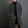 Men's Mid-Length Solid Color Woolen Coat - Warm Autumn/Winter Jacket
