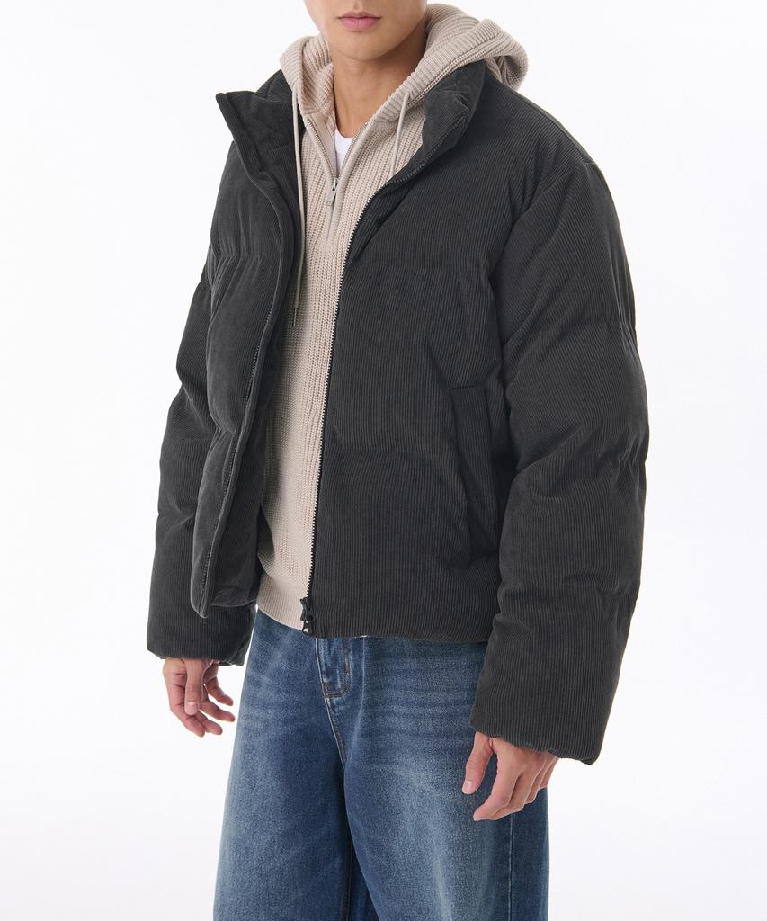 Musinsa Standard Daily Puffer Corduroy Short Padded Jacket [Dark Gray]