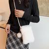 Yogodlns New Plush Shoulder Bag For Women, Mini Solid Color Plush Wallet, Cute And Versatile For Coins, Cell Phone Pouch