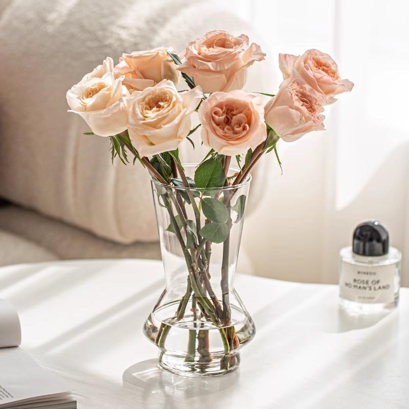 Nordic Glass Flower Vase Decorative Hydroponic Plant Flowers Bottle Home Office Desk Aesthetic Vases Fresh Flower Water Bottle