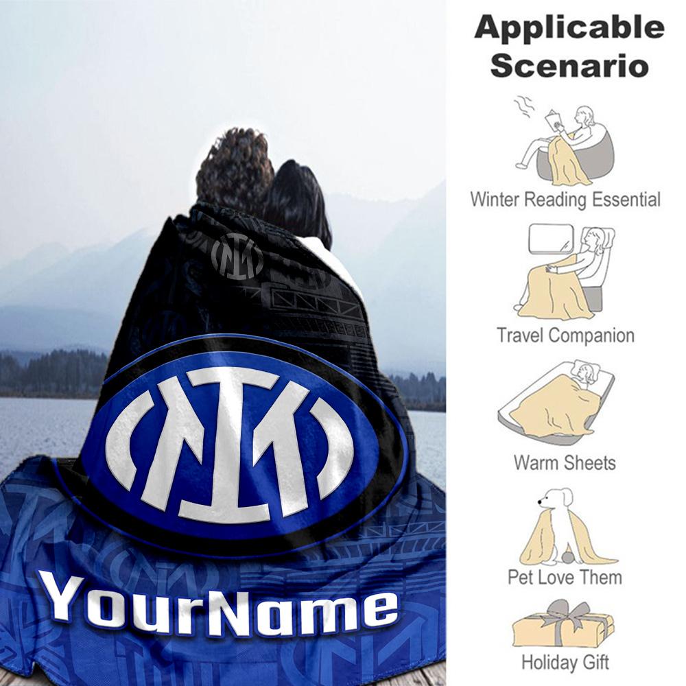 Inter Milan Personalized Name Blanket Throw Personalized Blanket Warmthful Decor Great for Picnics Sofa Seaside Living Room for All Occasions