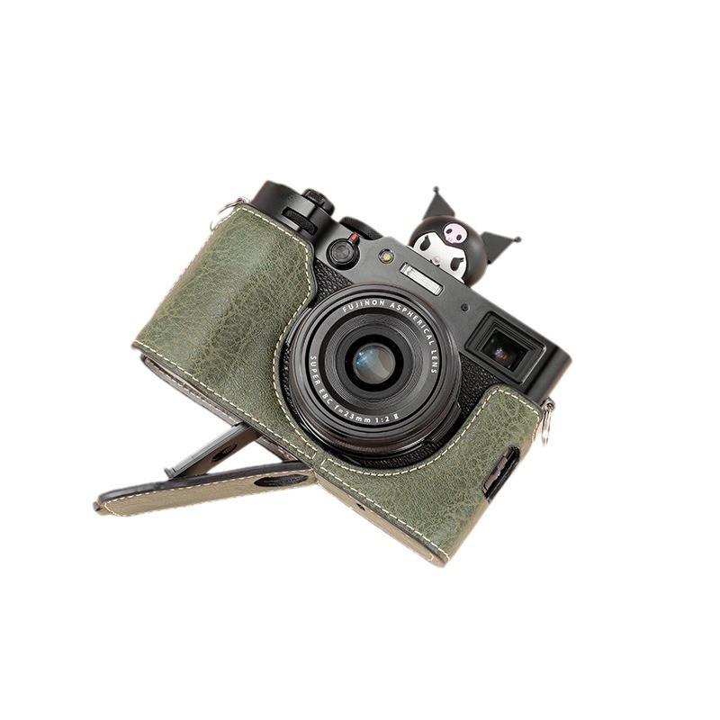 PU Leather Camera Case Fujifilm X100V - Slim Single Shoulder Bag With Arc Strap Neutral Style Men Women