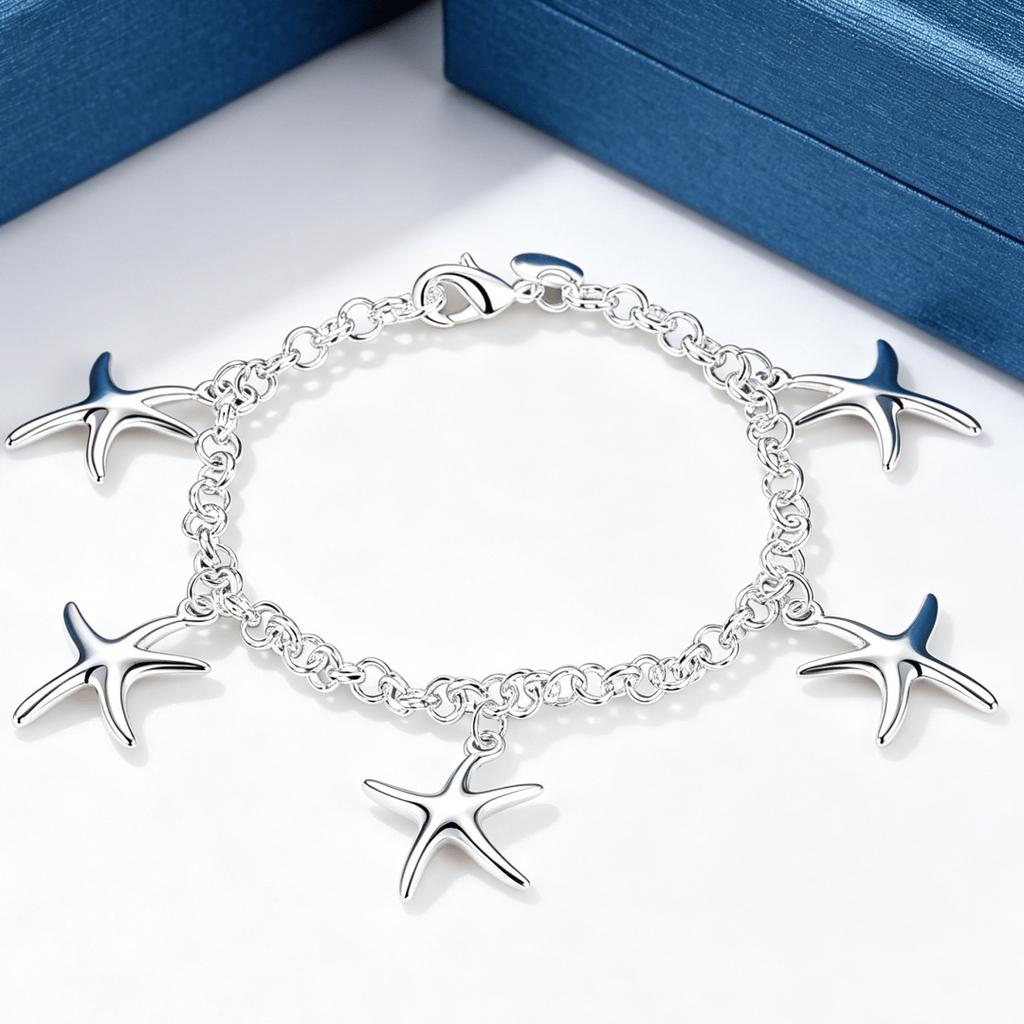 Fine Jewelry Sets 925 Silver Lovely Starfish Chain Necklaces Bracelet for Women Fashion Party Wedding Gifts