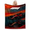 Formula Racing Cars On Dynamic TrackFlannel Blanket for Bedroom, Living Room, Sofa, and Nap