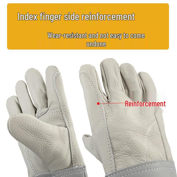 Long Cowhide Welding Gloves: Durable, Smooth, Wear, Oil & Water-Resistant, Fireproof, Spark-Resistant, Ideal for Shipyard Work