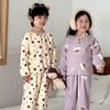 Set de pijamale din fleece dublu-față, stil coreean, pentru copii, cu desene animate, pentru băieți și fete - Îmbrăcăminte caldă de toamnă/iarnă