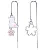 Long Flower Cat Earrings Temperament Sweet Strawberry Crystal Earrings Asymmetrical Tassel Cherry Blossom Kitten Earrings