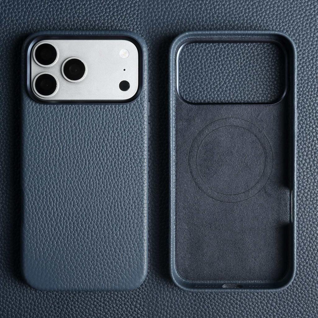 For Magsafe Phone Case for For IPhone 17 Pro Max 16ProMax 15 14 13 Magnetic Phone Cases Genuine Leather Cover Protective Cover
