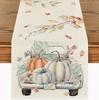 Autumn Leaves Pumpkin Table Runner: Linen Thanksgiving Decoration for Kitchen & Dining