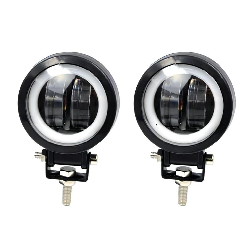 Azumafy LED Fog Lamp, Motorbike, Rounded, Squid Ring, Work Light, Motorcycle, Set of 2,