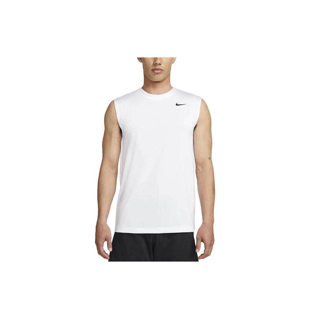 Nike Męski top bez rękawów z logo w jednolitym kolorze Biały DX0992-100