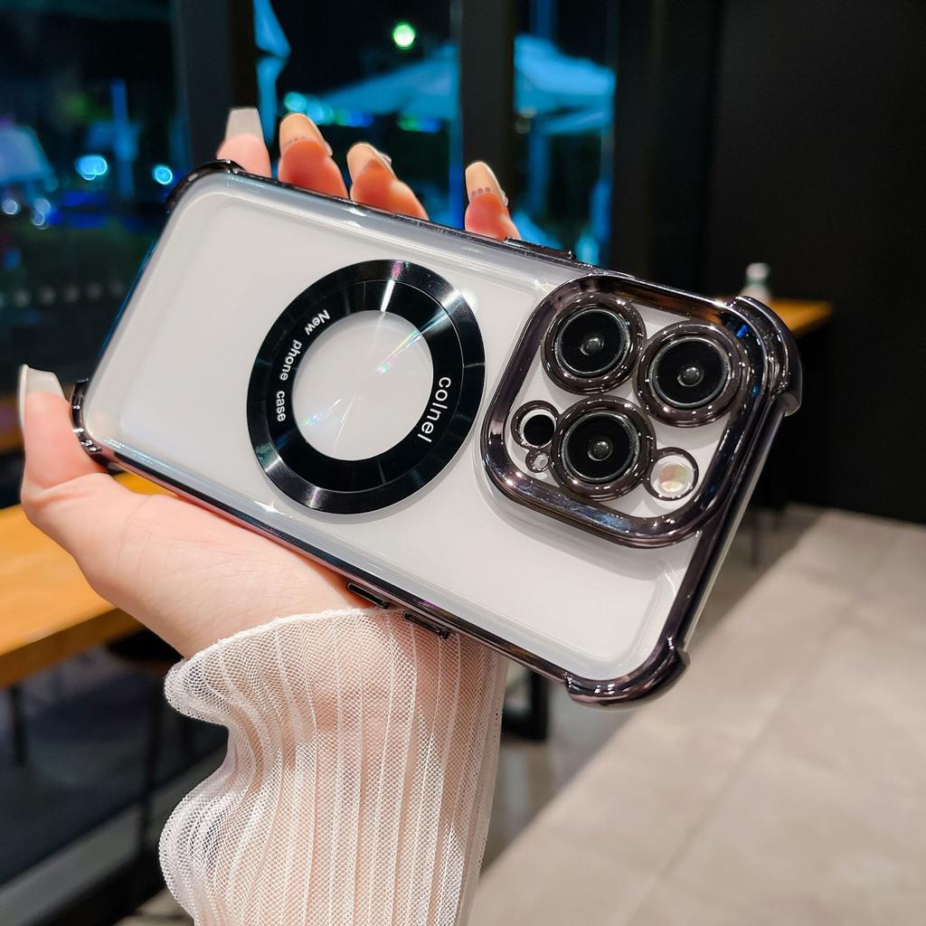 Für Apple 17promax Vier-Ecken-Sturzschutz Handyhülle für IPhone16 Ständer 15 Galvanisiertes Acryl Zwei-in-Eins