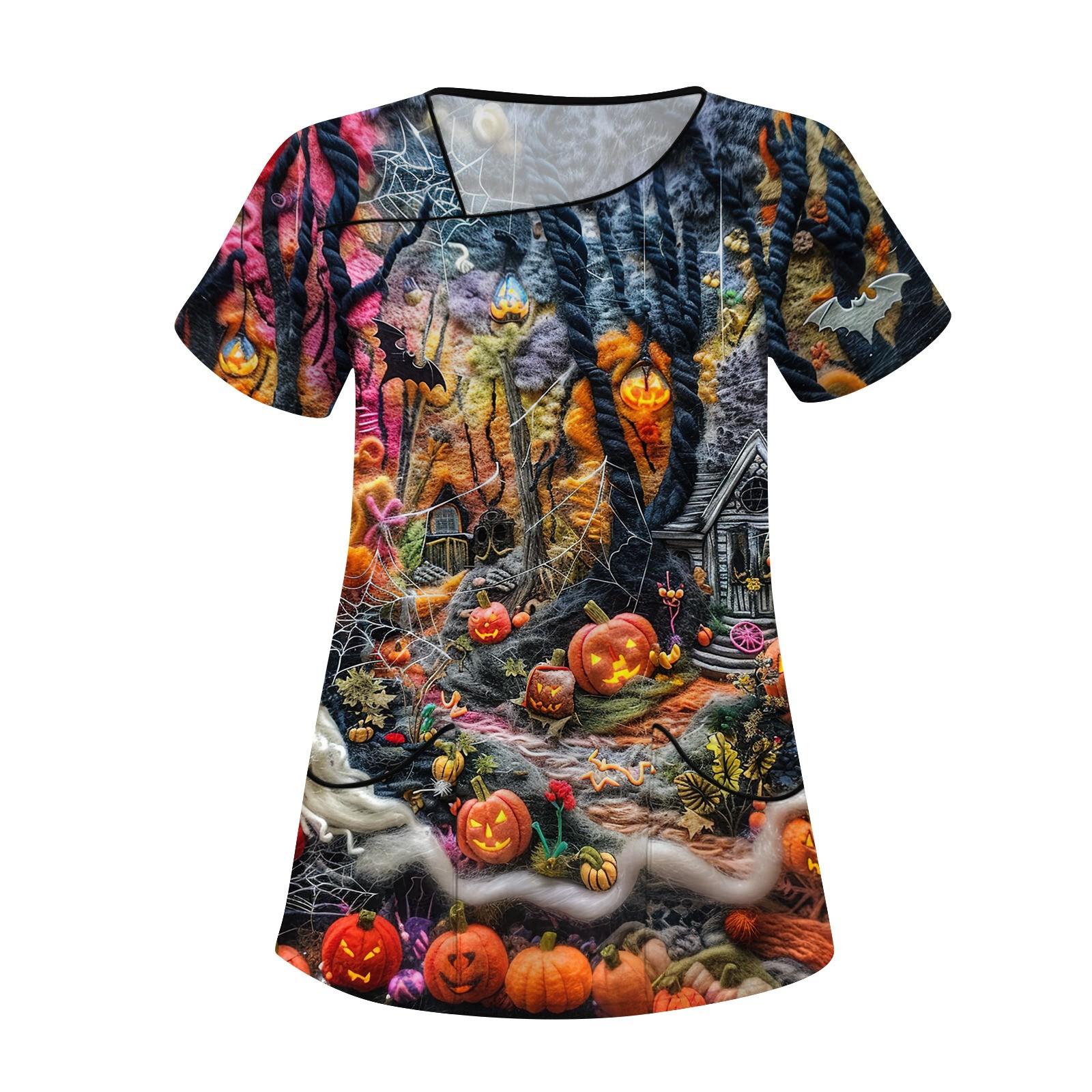 

Женская рабочая одежда с принтом, покатый воротник и двухслойные карманы, базовый верхний пуловер XL