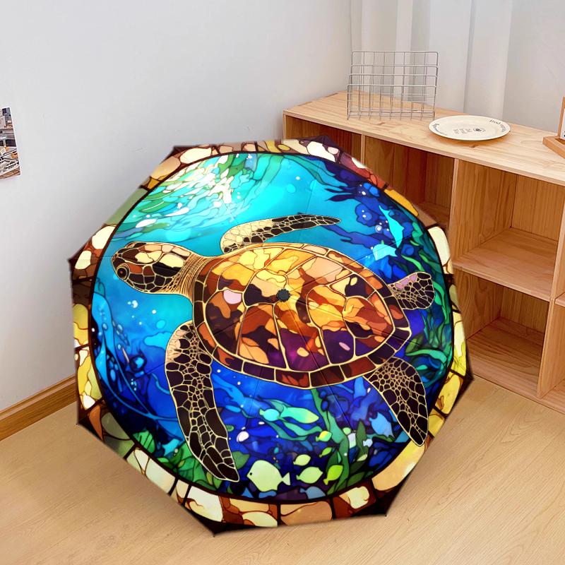 1 PC Automatic Folding Umbrella - Retro turtle Pattern, Portable & Foldable Design with 8 Ribs, Christmas Birthday Gifts
