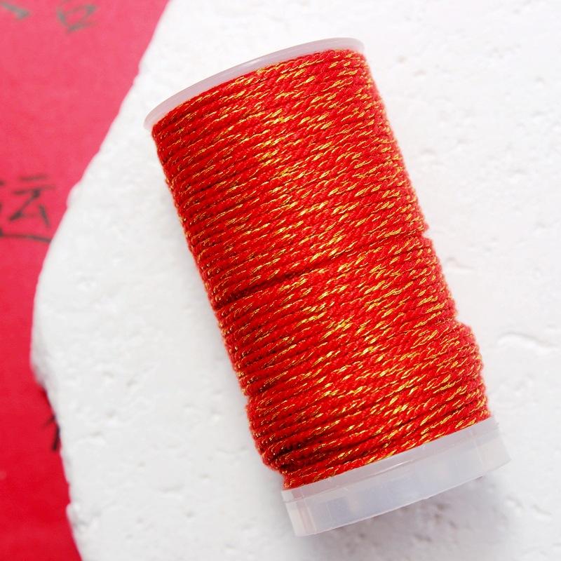 1.0/1 2Mm Sprinkling Gold Thread Plus Gold Hand Rubbing Cotton Thread 18 Strands Non-Elastic Hand Cotton Thread 25 Meters Roll Diy Braided Rope Wenwan