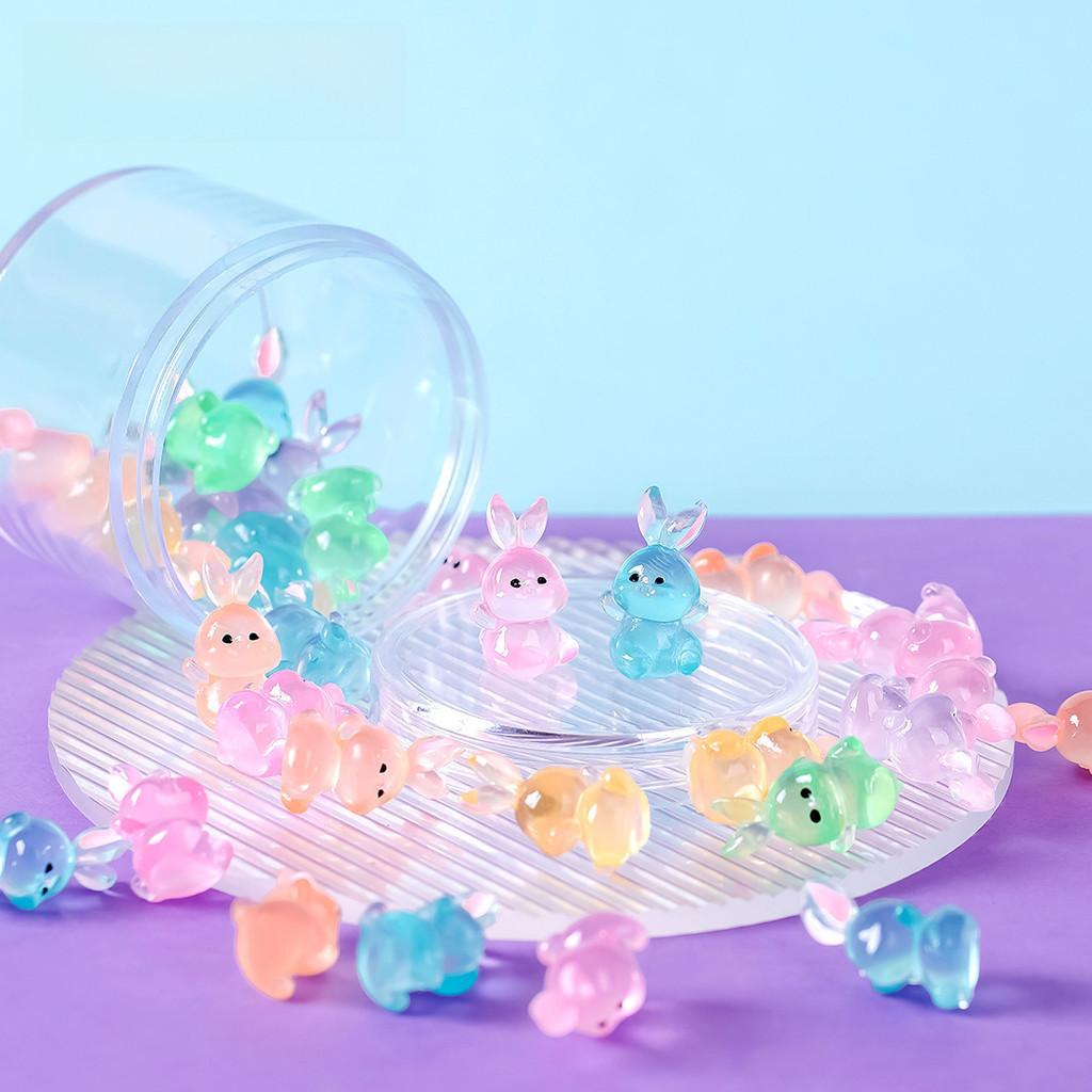 Adorable Cartoon Glow-in-the-dark Resin Rabbit Decorative Figurine For Desk