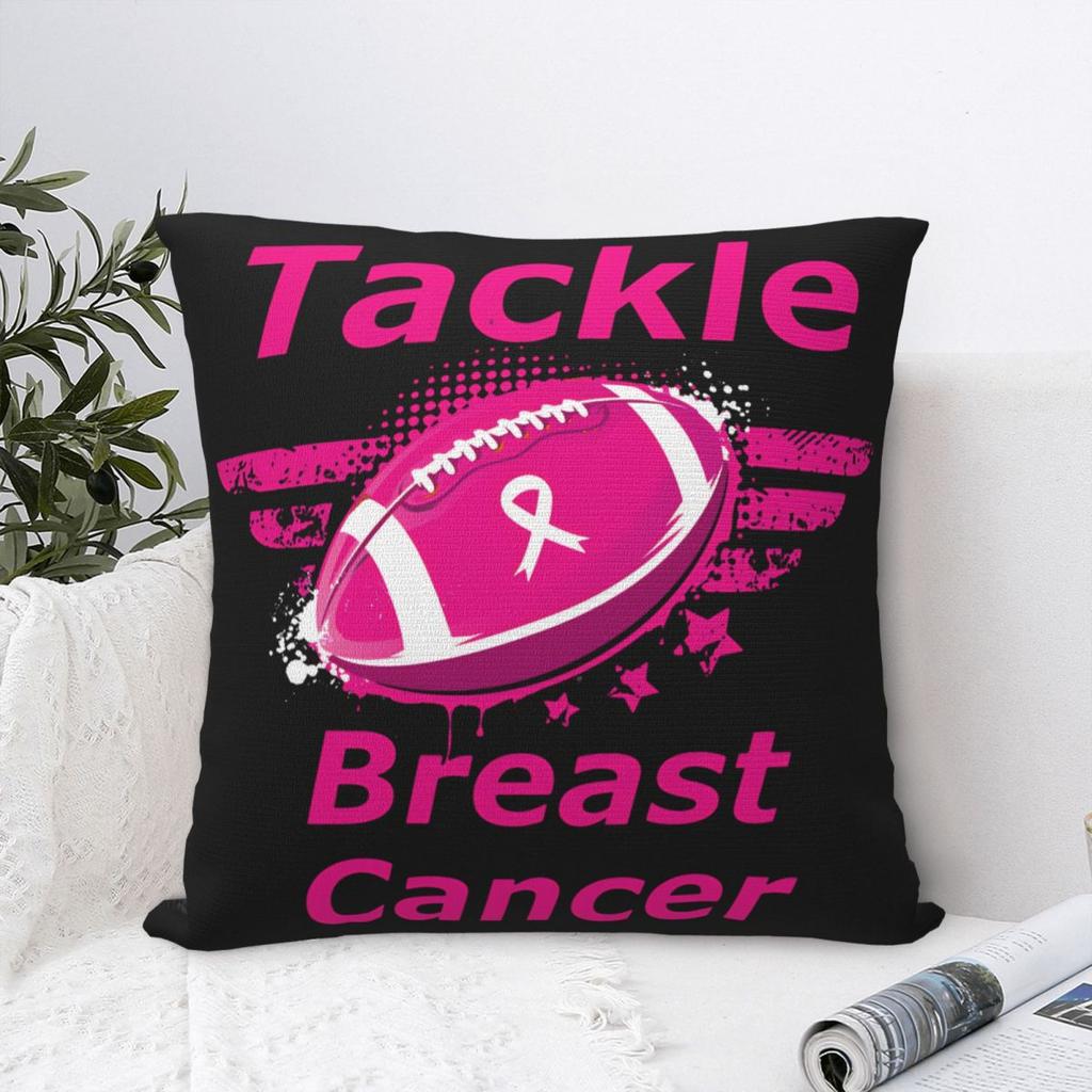 Football Breast Cancer Awareness Support Pillow Covers Car Cushion Cover Cute Pillowcase 4040