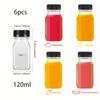 6pcs Reusable Transparent Plastic Juice Bottles with Lids, For Beverages, Smoothies, Milkshakes, Fridge Storage Containers
