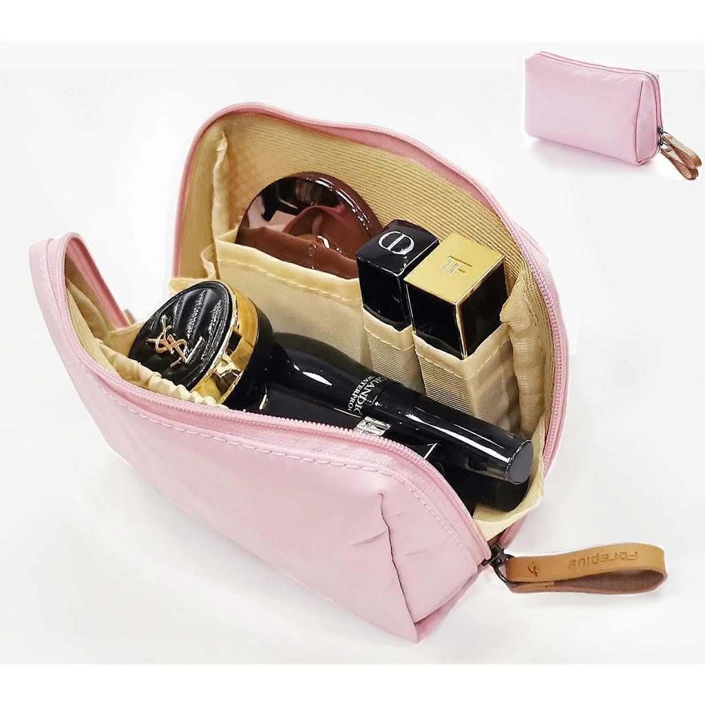 Small Makeup Bag for Purse, Makeup Bag Small Cosmetic Bag Mini Portable Handbag for Women and Girls (Pink)