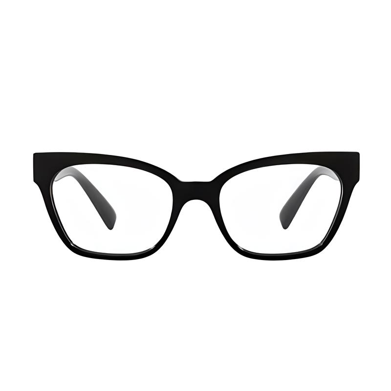 Versace Solid Color Temple Acetate Irregular Optical Frame Women's Black 5234962 VE3294GB1-Black 53