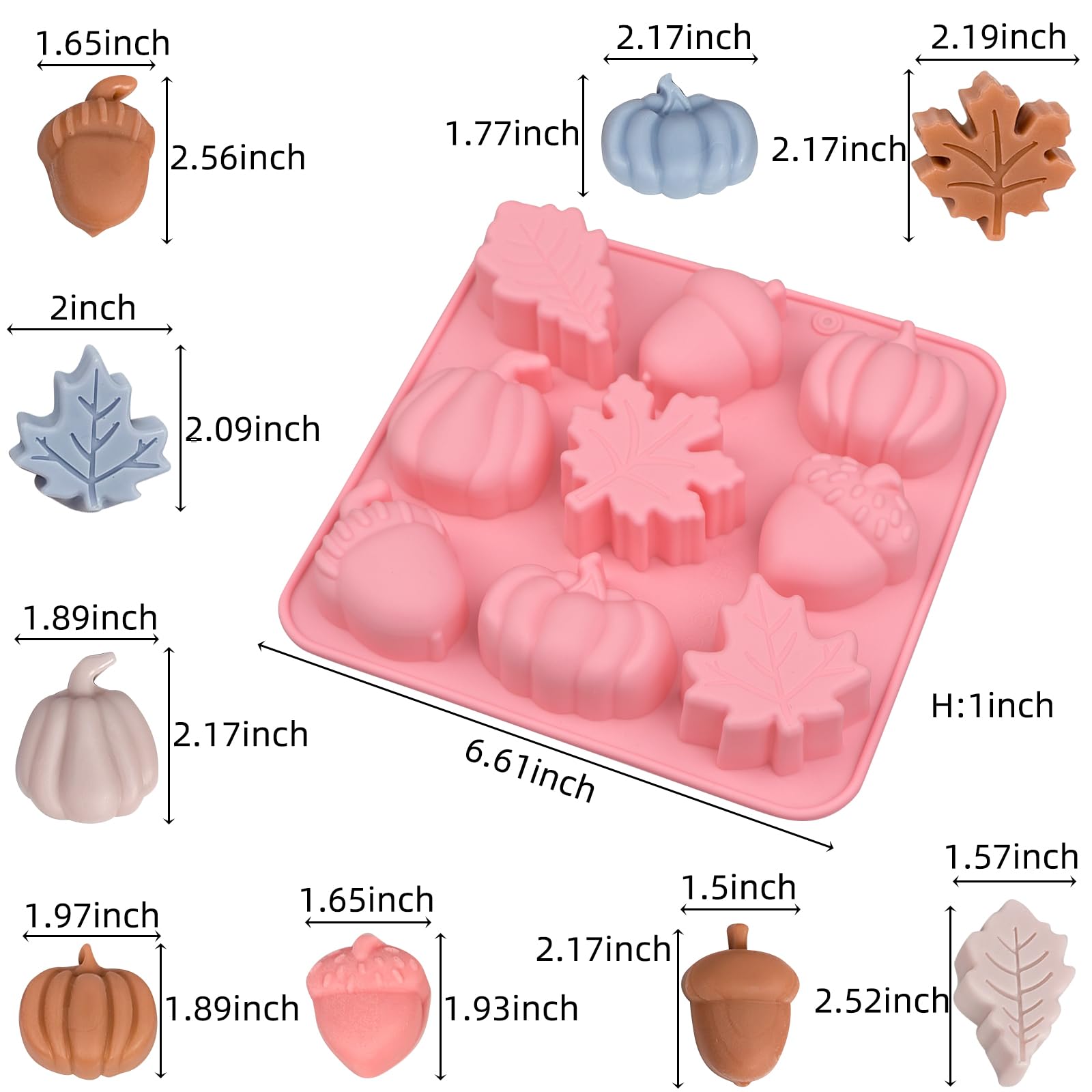 

Autumn Silicone Mold Set - Pumpkin Maple Leaf Acorns Chocolate Soap Baking Decor for Fall Thanksgiving