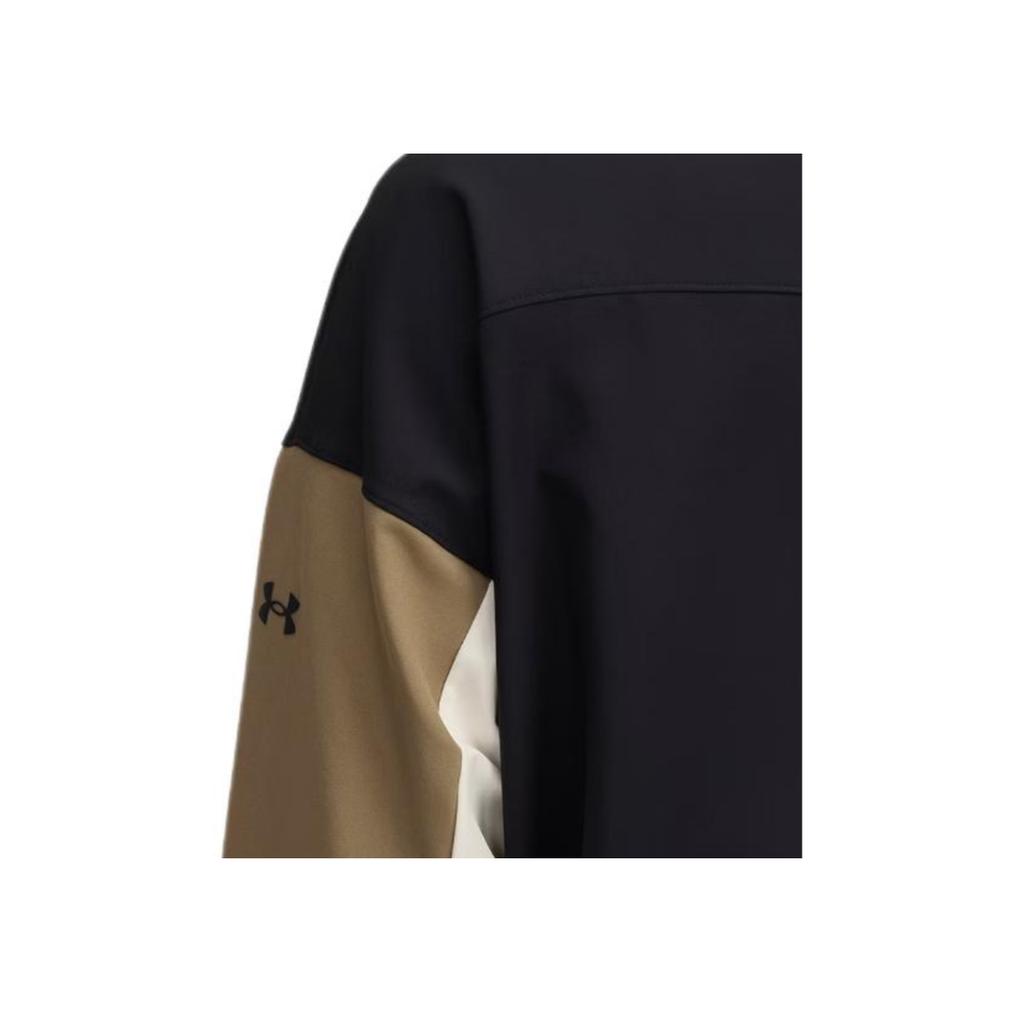 Under Armour Color Block Hooded Zip Long Sleeve Jacket Women jackets Brown Black 1374889-003