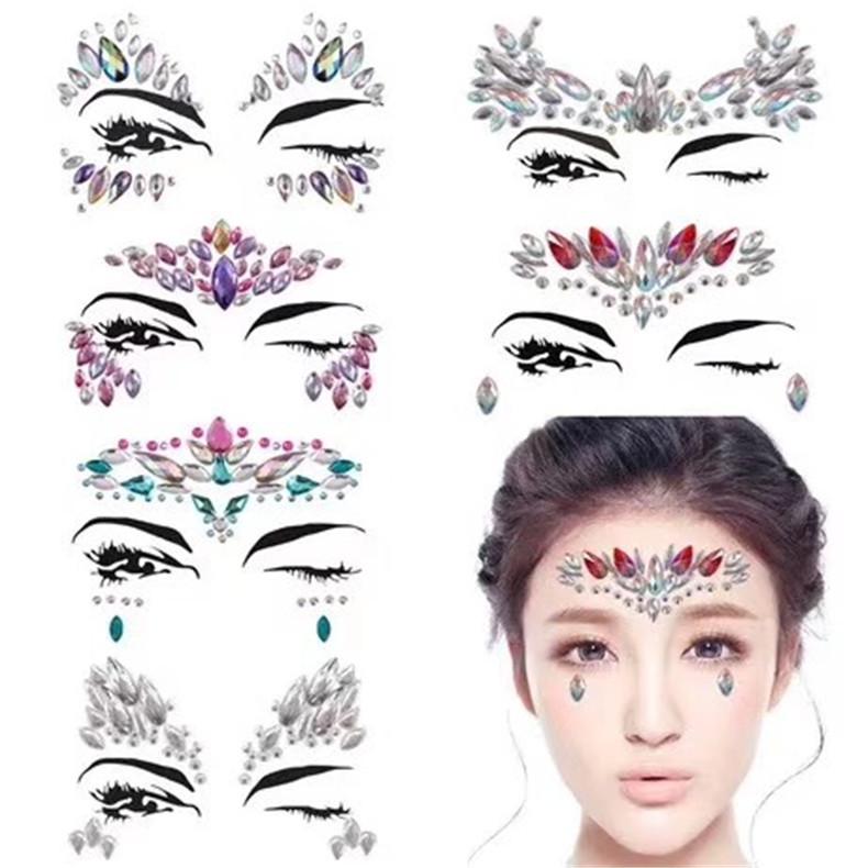 2020 New DIY Masquerade Face Diamond and Acrylic Eyebrow Stickers