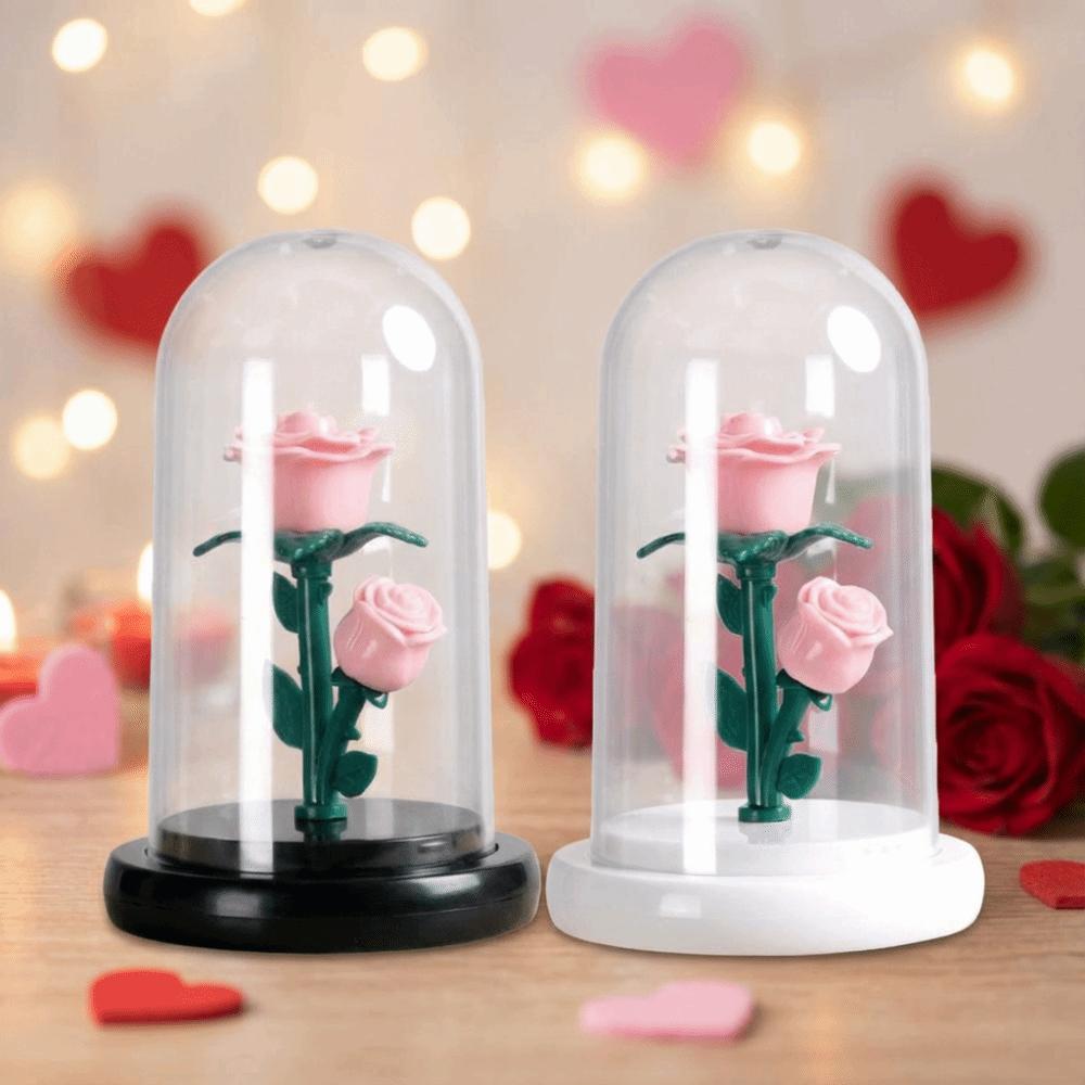 Luminous Eternal Rose Lamp with Lampshade Bedroom Bedside Lamp LED Flower Light  Anniversary Gift