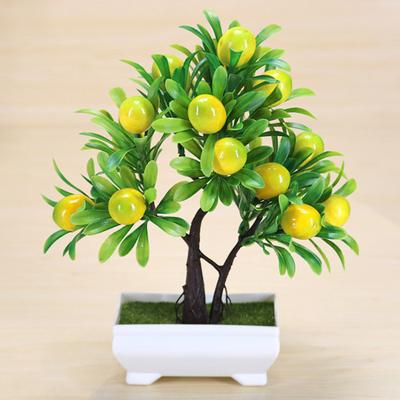 Bonsai finto arancione finto per casa, ufficio, giardino, plastica, decorazione artificiale arancione per feste, plastica durevole che non sbiadisce