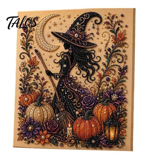 Handmade Halloween Party Supplies Ghost Faux Pearl Art DIY Kit, Spooky 3D Bead Cool Pattern Kits Painting Crafts, Gothic Wall for Adults Beginners