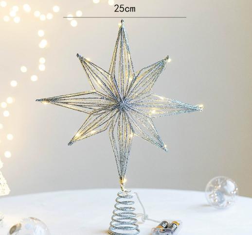

Рождественские верхушки для елки звезда со светодиодной гирляндой украшения для Рождества домашняя вечеринка украшение фестивальная вечеринка Новый год 25cm серебряный