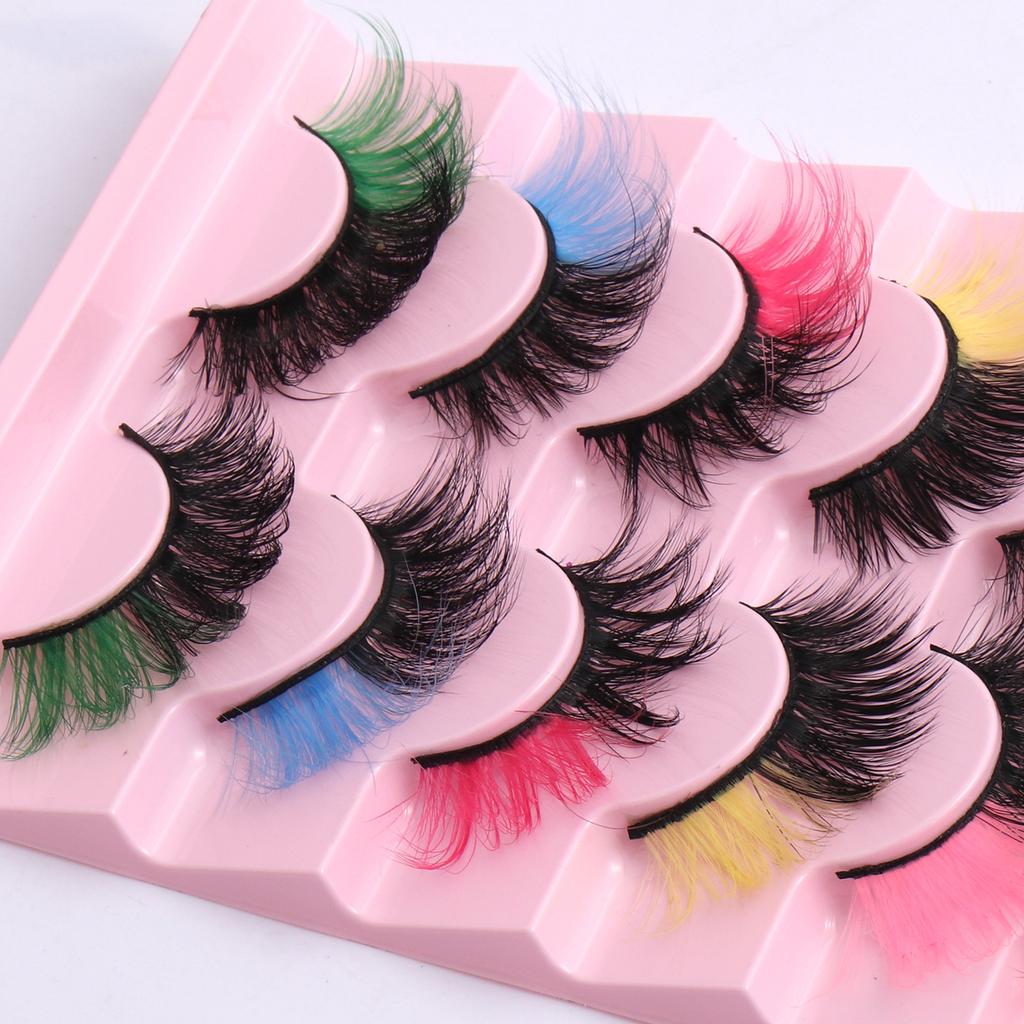 8 Pairs Of Colored False Eyelashes 8D Curled Natural Eyelashes Stage Makeup Performance False Eyelashes