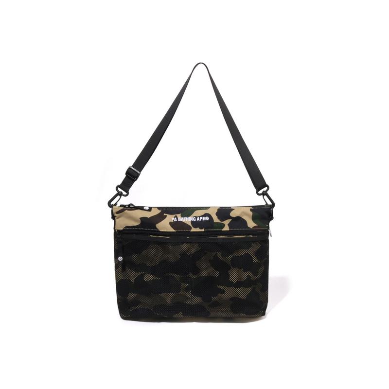 A Bathing Ape Camouflage Pattern Fashion Simple Fabric Crossbody Bag Men bags Green Yellow 0ZXBGM003901P