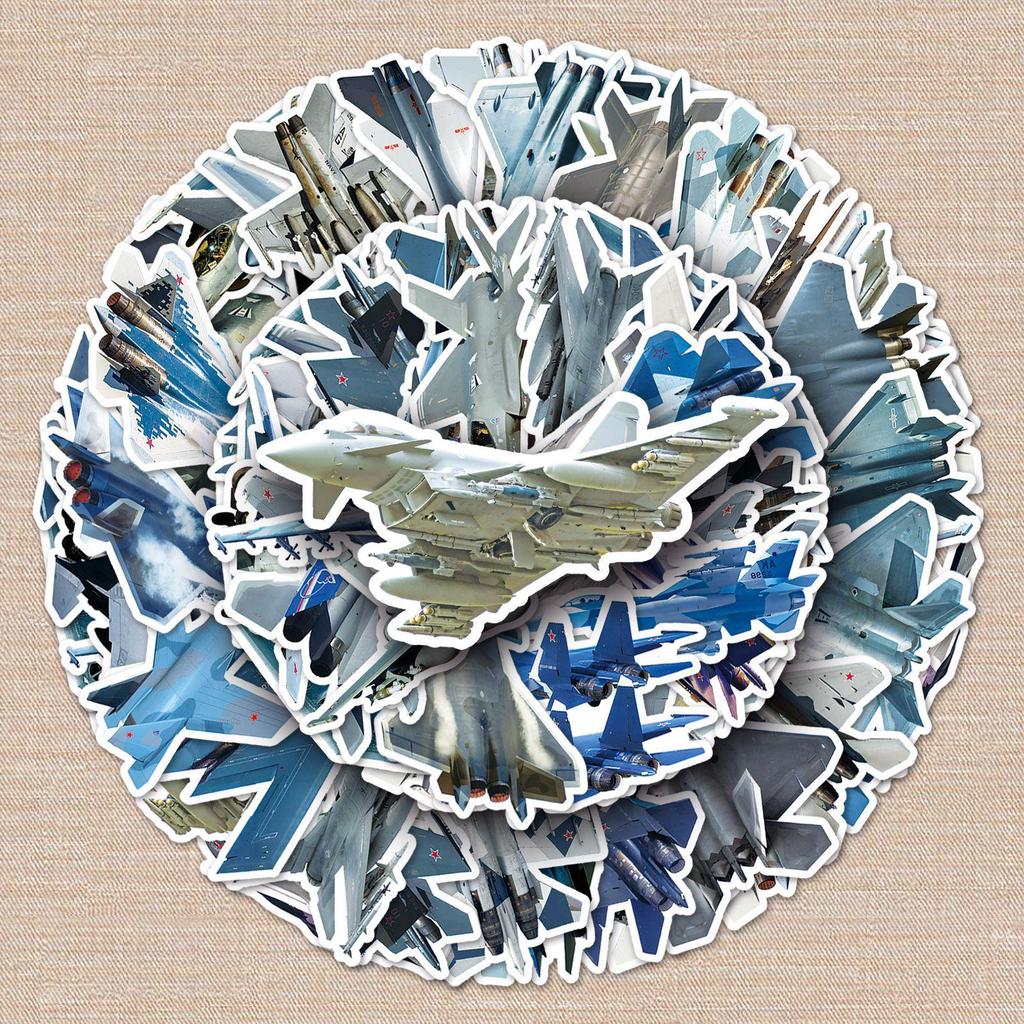 50 Fighter Jet Graffiti Stickers – Cool Military Designs for Suitcases & Phone Cases, Waterproof