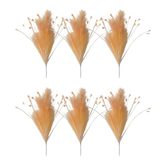 6 Pcs Faux Pampas Grass Decor 17.7" Short Fluffy Fake Pompas Branches Multicolor Artificial