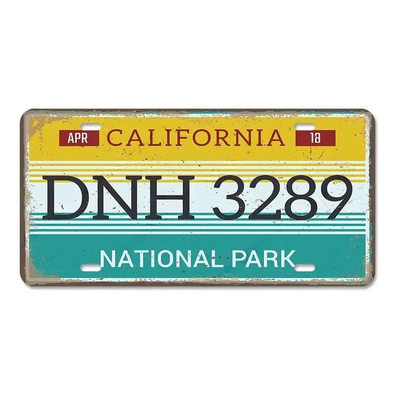 Poster de epocă Placă Statelor Americane Semne de tablă din metal Florida California Texas Hawaii Placă de înmatriculare Club Bar Garage Decor de perete