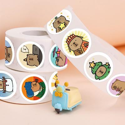 500PCS Kapibala Roll Stickers Cartoon Scrapbook Phone Gift Living Waterproof Coffee Phone Stationery Luggage Motorcycle Decals