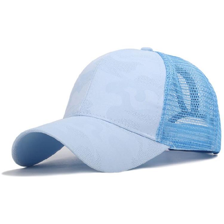 Women Outdoor Sports Hat with Ponytail Hole Camouflage Mesh Back Baseball Cap