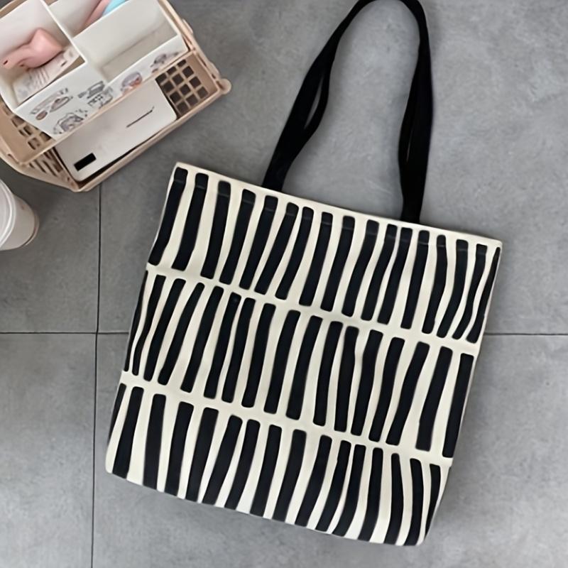 Special Project for The Back-To-School Season-1pc Large Capacity Vertical Stripes Hobo Shoulder Bag