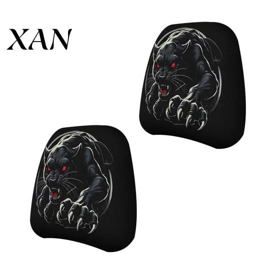 Vehicle Interior Comfort Accessories Halloween Car Headrest Cover, Scary Pattern Print Stretchable Soft Fabric Guard Protector, Breathable Polyester