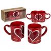 2 Interlocking Romantic Hearts Mug Red Hearts Mugs