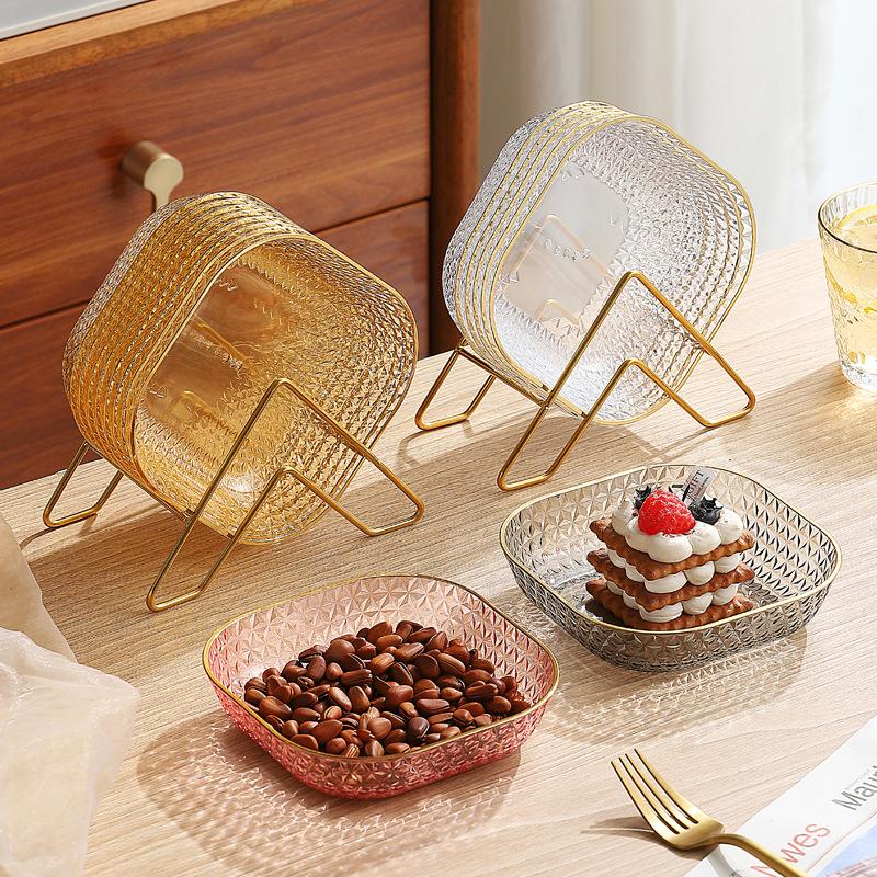 

Ktv Acrylic Fruit Plate Fruit Plate Plastic Plate Transparent Candy Creative Household Snack Plate Living Room Plate прозорий червоний колір