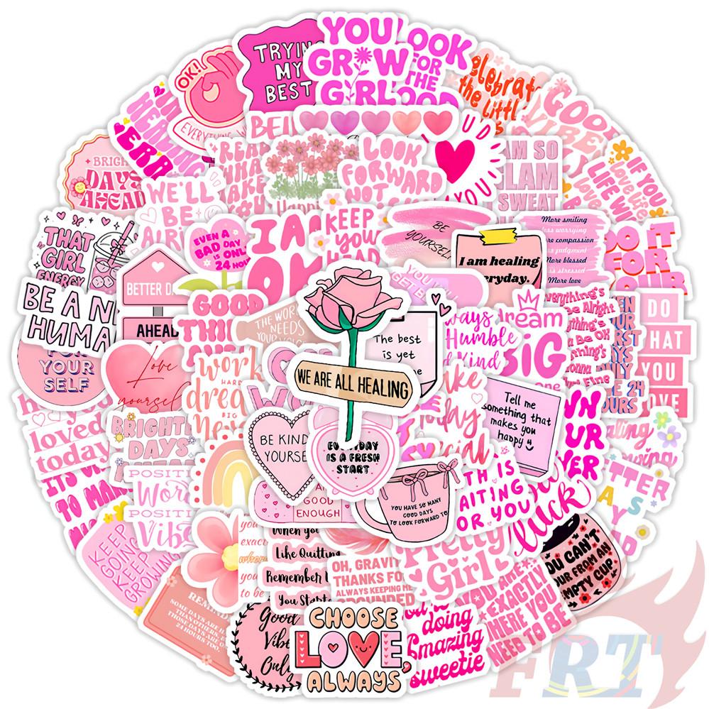 130Pcs/Set Pink Healing Phrase Mini Diary Manual Stickers DIY Scrapbooks Album Decor Decals Stickers