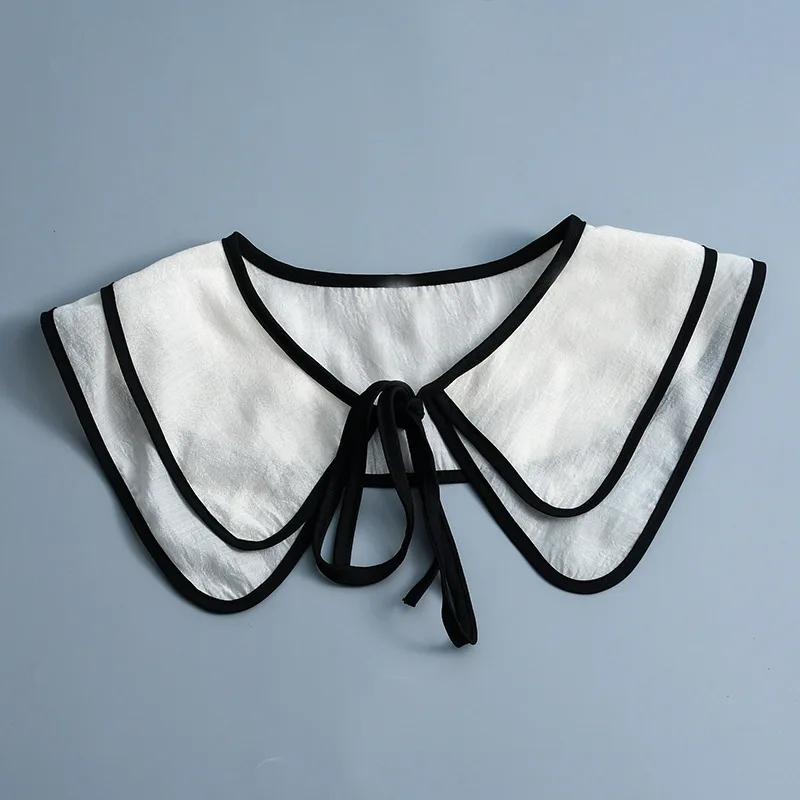 Double Layer Detachable Collar Shawl for Women Small Scarf Blouse Tops Fake Collar Neck Shoulder Wraps Girls Dress False Collar