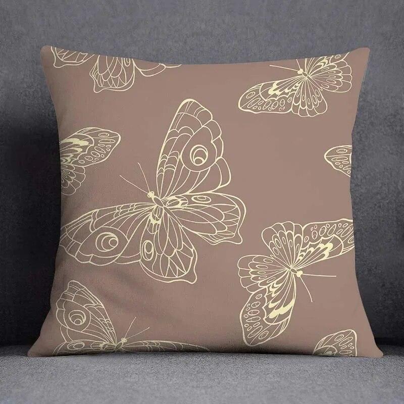 Fronha de almofada quadrada borboleta retrô para decoração de casa e escritório