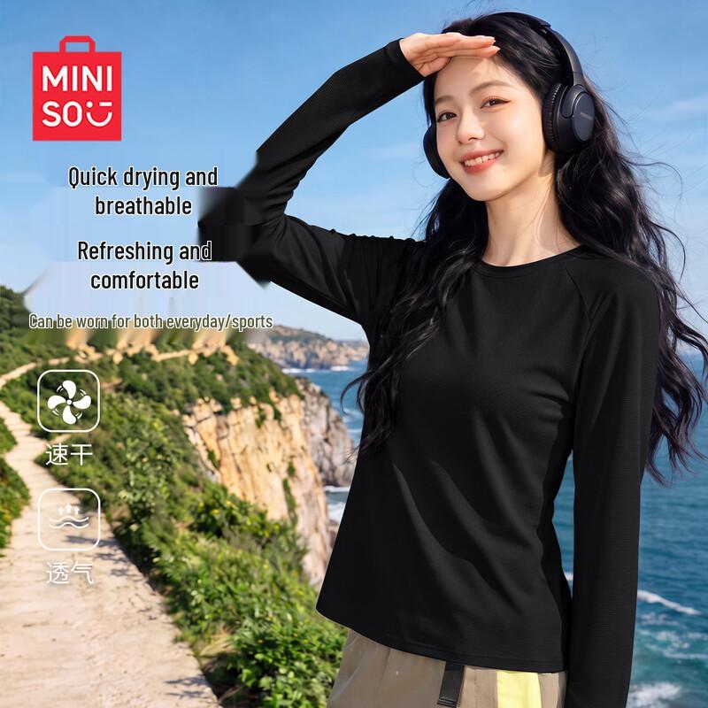 MINISO Women's Quick-Dry Long Sleeve Athletic T-Shirt