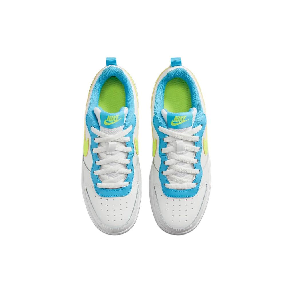 New Nike Court Borough Low 2 GS 'White Baltic Blue Volt' BQ5448-122