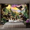 Wolf Family With Eagle In Mountain Forest Sunset Landscape Wall Tapestry Wildlife Art Decor Home Interior Design Bedroom