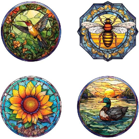 4 Sheets Large Size Hummingbird Window Clings Anti-Collision Window Clings Decals To Prevent Bird Strikes On Window Glass Non Adhesive Vinyl Cling